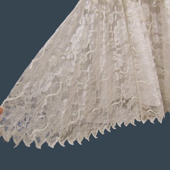 VTG SCALA M Lace Beaded Romantic Wedding Flapper Drop Waist Midi Maxi Dress - Picture 5 of 15